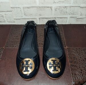 Tory Burch Reva Navy/Gold size 9.5